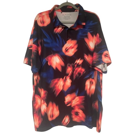 Under Armour Other - Under Armour Floral Playoff Hawaiian Polo Shirt Mens 2XL